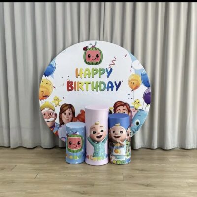 Metal acrylic themed round backdrops